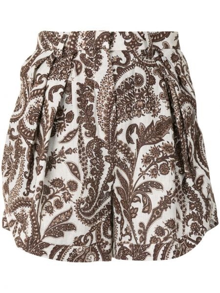 Pantalones cortos de cachemir con estampado con estampado de cachemira Rosie Assoulin marrón