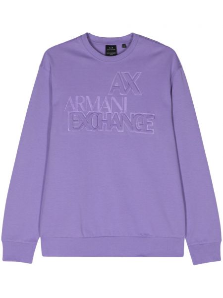 Bavlněná mikina Armani Exchange fialová
