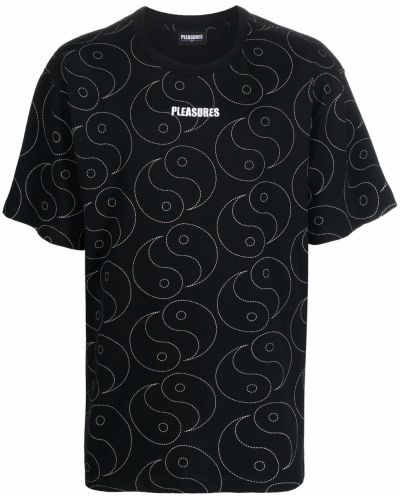 Camiseta con bordado Pleasures negro