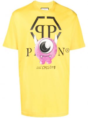 Тениска с принт Philipp Plein жълто