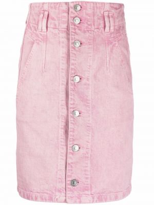 Džínová sukně s páskem Isabel Marant Etoile - růžová