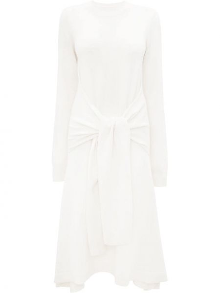 Вълнена миди рокля Jw Anderson бяло