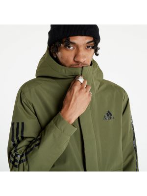 Ριγέ μπουφάν με κουκούλα Adidas Performance πράσινο