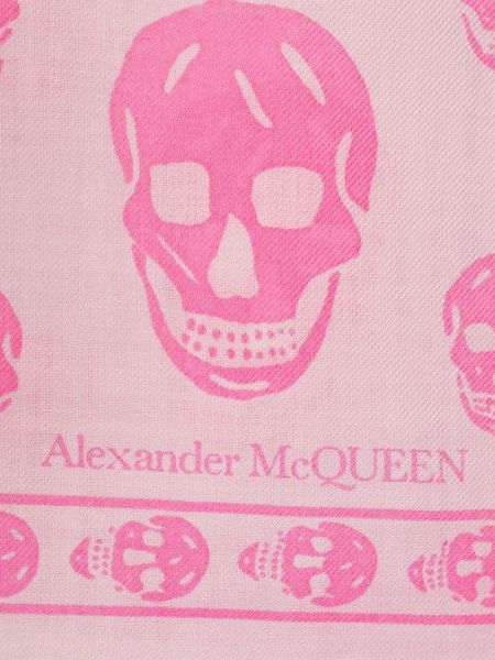 Sciarpa di lana di lana con stampa Alexander Mcqueen rosa