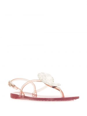 Südametega kristallidega sandaalid Casadei roosa