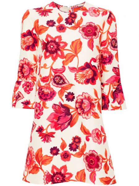 Mini haljina s cvjetnim printom s printom La Doublej bež
