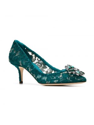 Spitzen pumps mit kristallen Dolce & Gabbana grün