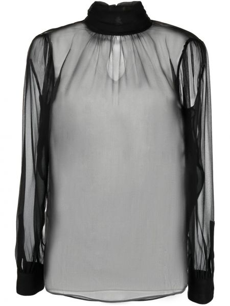Прозрачна блуза Saint Laurent черно