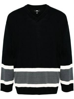 Памучен пуловер Stüssy черно