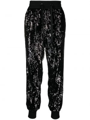 Flitrované teplákové nohavice Dolce & Gabbana čierna