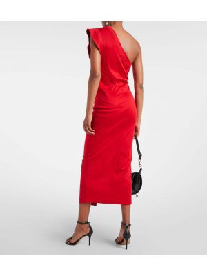 Vestido midi de algodón con volantes Isabel Marant rojo