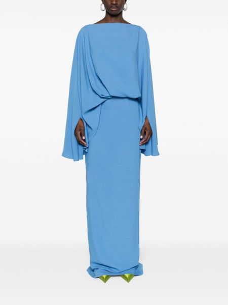Krepové dlouhé šaty Taller Marmo modré