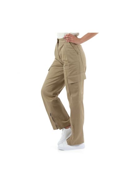 Pantalones cargo de lino de algodón Calvin Klein beige