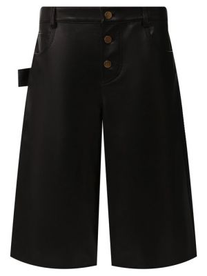 Кожаные шорты Bottega Veneta черные