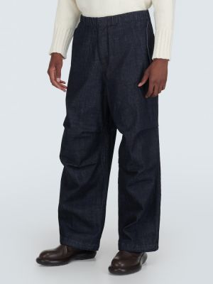 Cargo hlače s draperijom Jil Sander plava