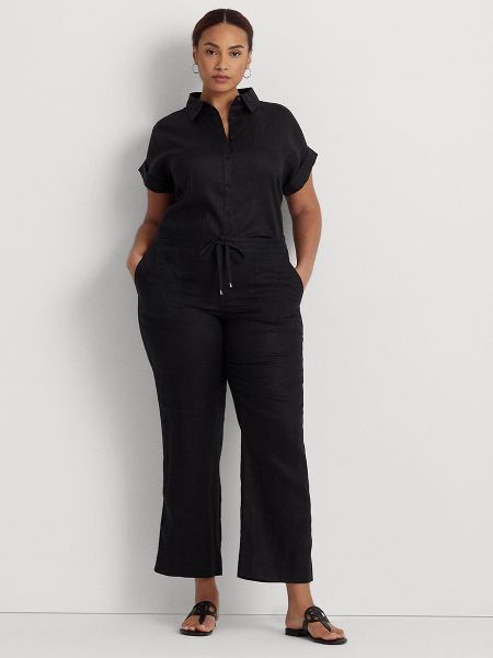 Pantalones de lino Lauren Ralph Lauren Woman negro