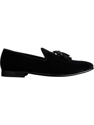 Aksamitne loafers Burberry czarne
