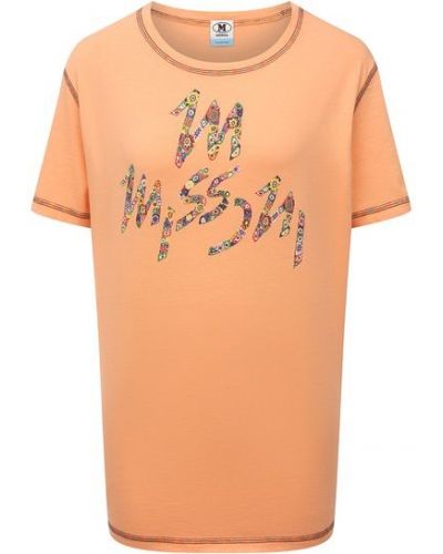 Хлопковая футболка M Missoni, оранжевая