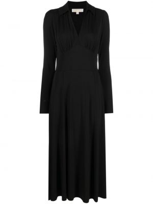 Midi obleka z v-izrezom Michael Michael Kors črna