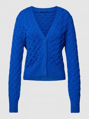 Niebieska dzianinowa kurtka z wiskozy w jednolitym kolorze Comma