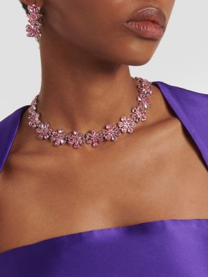 Collana con cristalli Amina Muaddi rosa