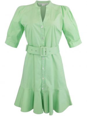 Bavlněné šaty s knoflíky s výstřihem do v Veronica Beard - zelená