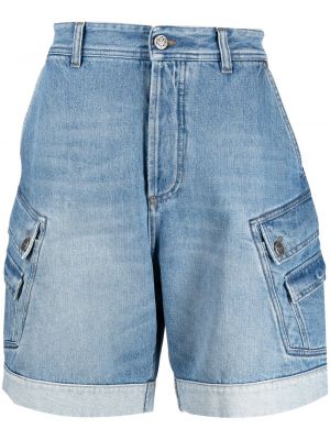 Haftowane szorty jeansowe Balmain niebieskie