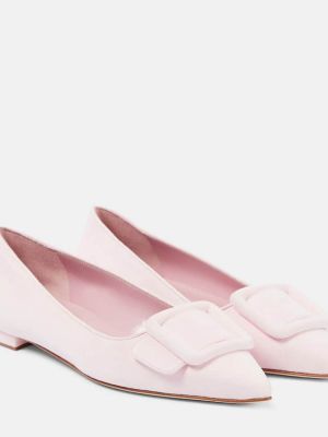 Szarvasbőr balerina cipők Manolo Blahnik rózsaszín