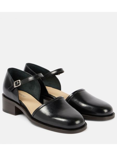 Кожени полуотворени обувки Lemaire черно