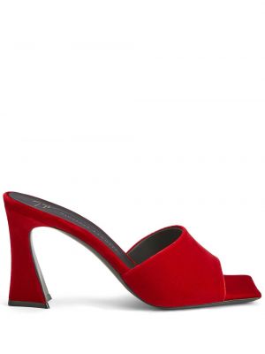 Žametne sandali iz rebrastega žameta Giuseppe Zanotti rdeča