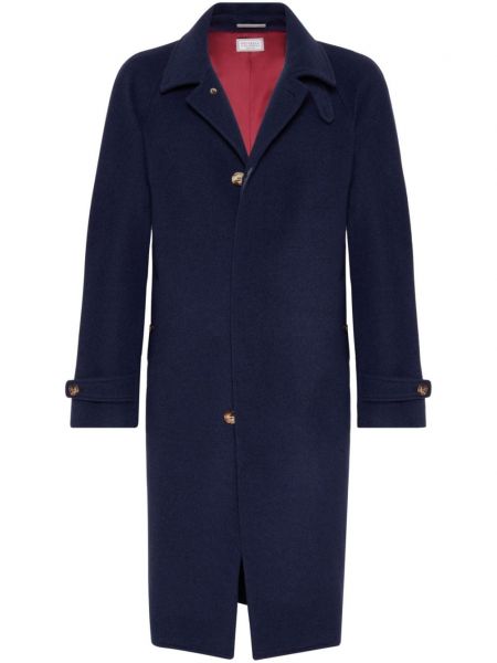 Long manteau en cachemire Brunello Cucinelli bleu