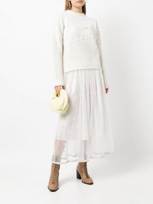 Tylové midi sukně Lorena Antoniazzi bílé