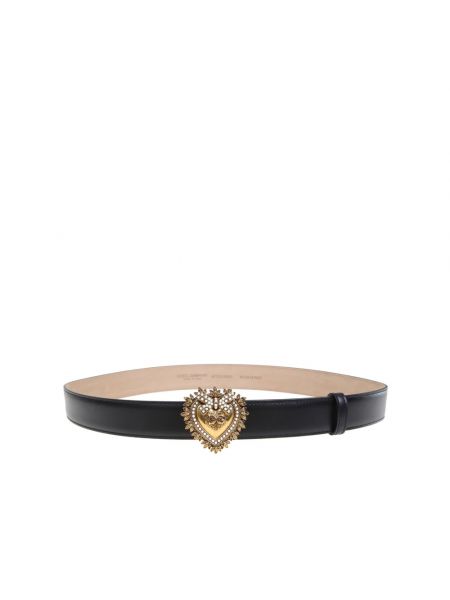 Leder herzmuster gürtel mit schnalle Dolce & Gabbana schwarz
