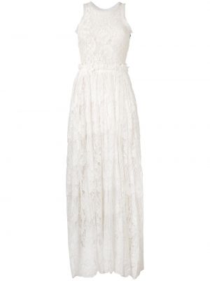 Průsvitné hedvábné dlouhé šaty bez rukávů Lanvin Pre-owned - bílá