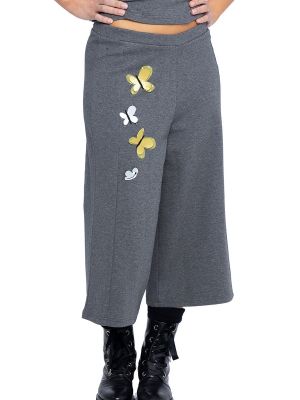Женские брюки с эластичным поясом и вышивкой спереди Mamatayoe серый