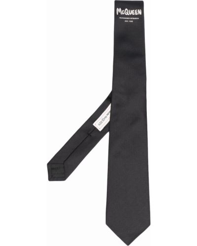 Corbata con bordado de seda Alexander Mcqueen negro