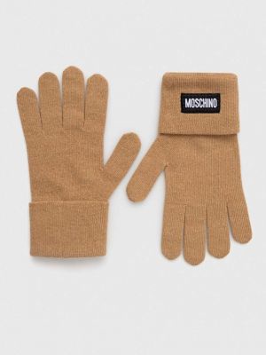 Rękawiczki z kaszmiru Moschino brązowe