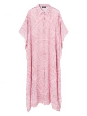 Šifonové šaty s potlačou Versace ružová