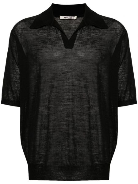 Vilnonis polo marškinėliai Auralee juoda