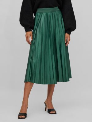 Plisované saténové midi sukně Vila zelené