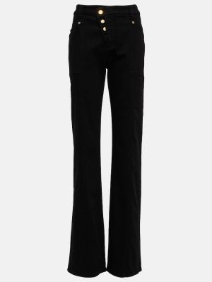Asimetrične bombažne ravne hlače Tom Ford črna