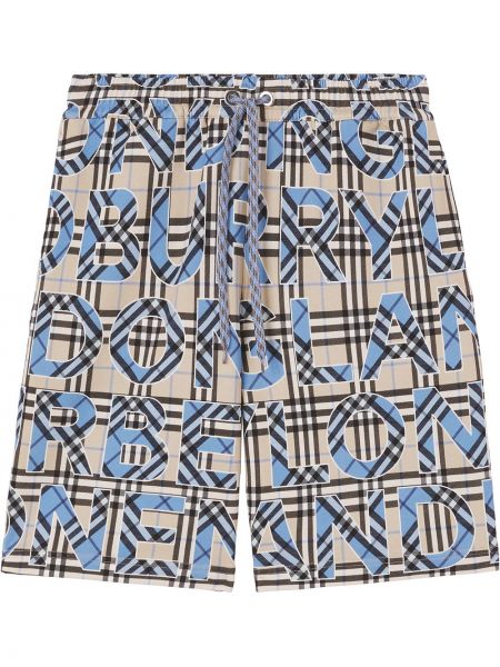 Pantalones cortos deportivos con cordones a cuadros Burberry azul