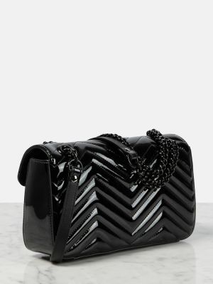Lakirana usnjena torbica za čez ramo Gucci črna