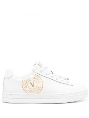 Blonder trykt snøring sneakers Versace Jeans Couture hvit