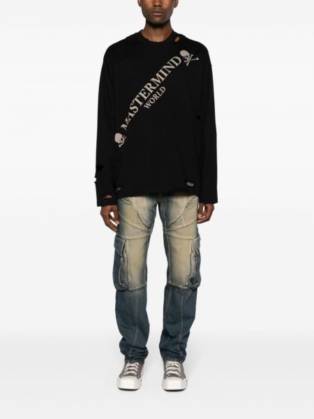 Zerrissener sweatshirt aus baumwoll Mastermind Japan schwarz