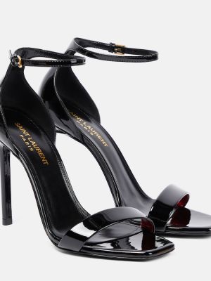 Jantárové lakované kožené sandále Saint Laurent čierna