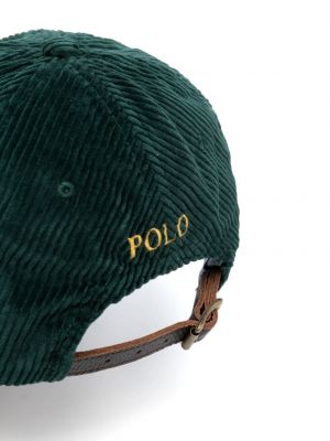 Haftowana czapka z daszkiem sztruksowa Polo Ralph Lauren zielona