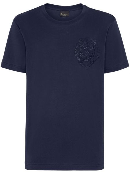 T-shirt brodé en coton à imprimé Billionaire bleu