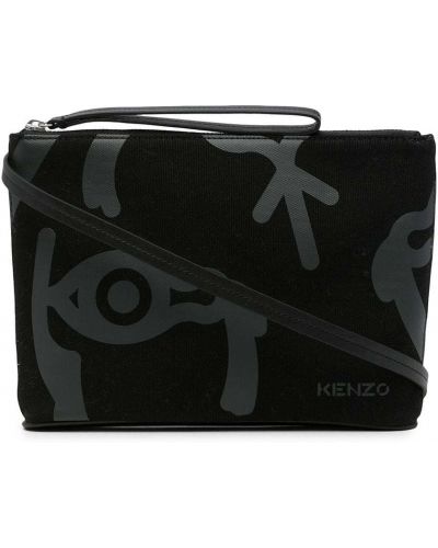 Bolso clutch con estampado Kenzo negro