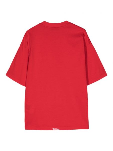 Raštuotas medvilninis marškinėliai We11done raudona